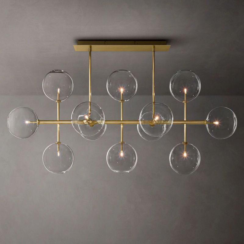 Gale Glass Globe Mobile Linear  Living Room Chandelier 58"