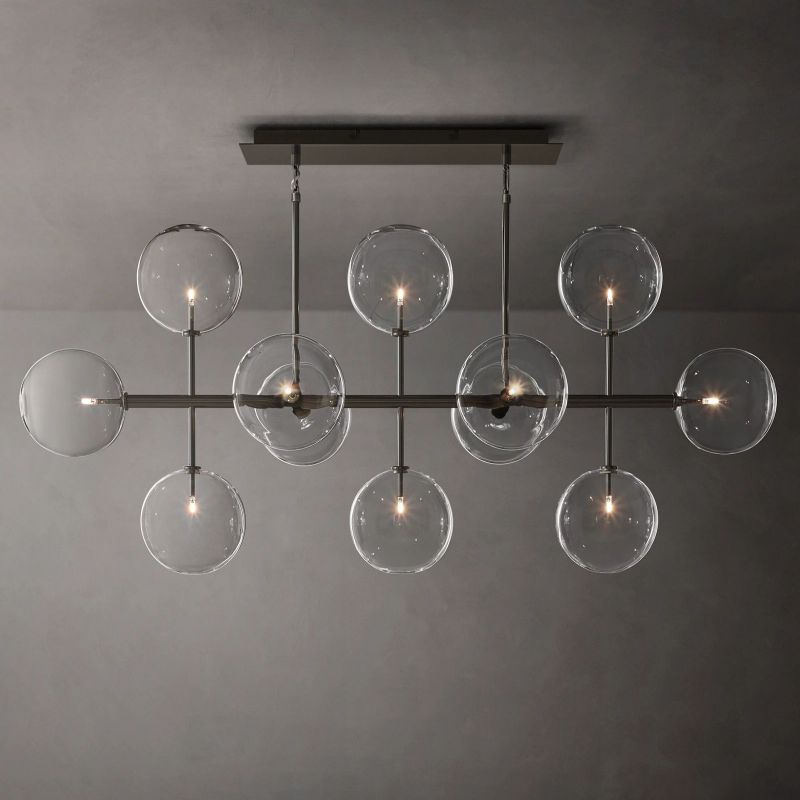 Gale Glass Globe Mobile Linear  Living Room Chandelier 58"