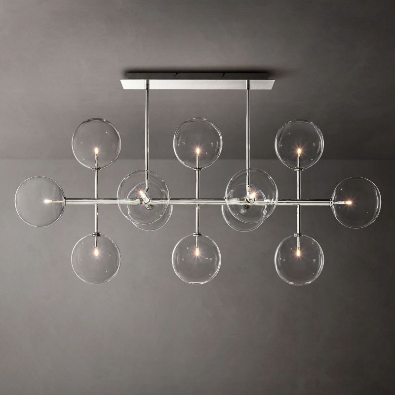 Gale Glass Globe Mobile Linear  Living Room Chandelier 58"