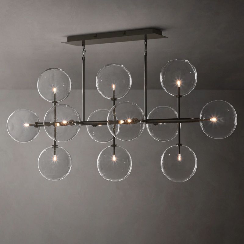 Gale Glass Globe Mobile Linear  Living Room Chandelier 58"