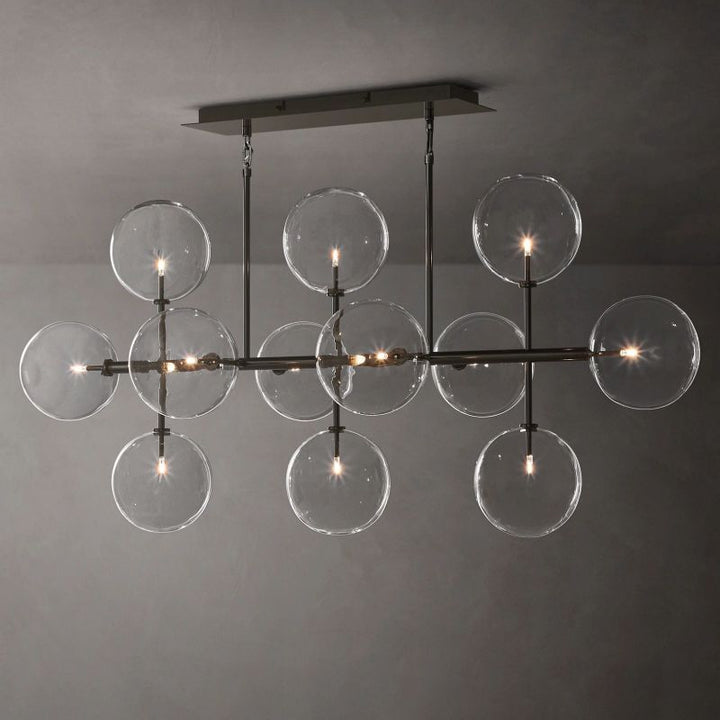 Gale Glass Globe Mobile Linear  Living Room Chandelier 58"
