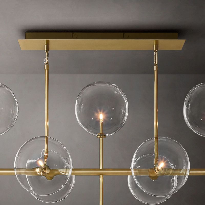 Gale Glass Globe Mobile Linear  Living Room Chandelier 58"