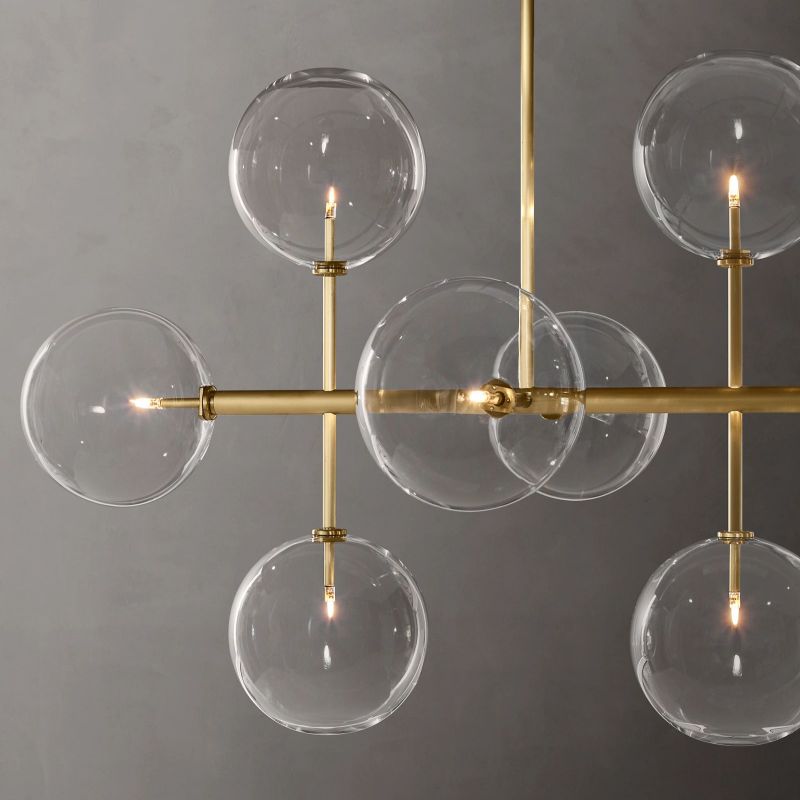 Gale Glass Globe Mobile Linear  Living Room Chandelier 58"