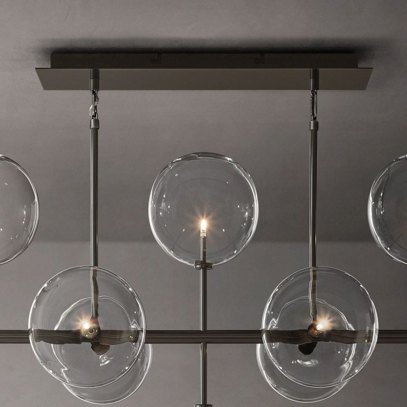 Gale Glass Globe Mobile Linear  Living Room Chandelier 58"