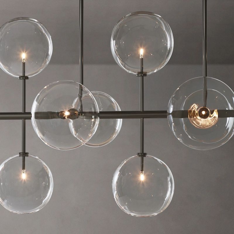 Gale Glass Globe Mobile Linear  Living Room Chandelier 58"