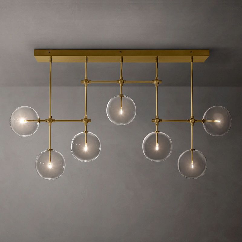 Gale Glass Globe Mobile Linear  Living Room Chandelier 60"
