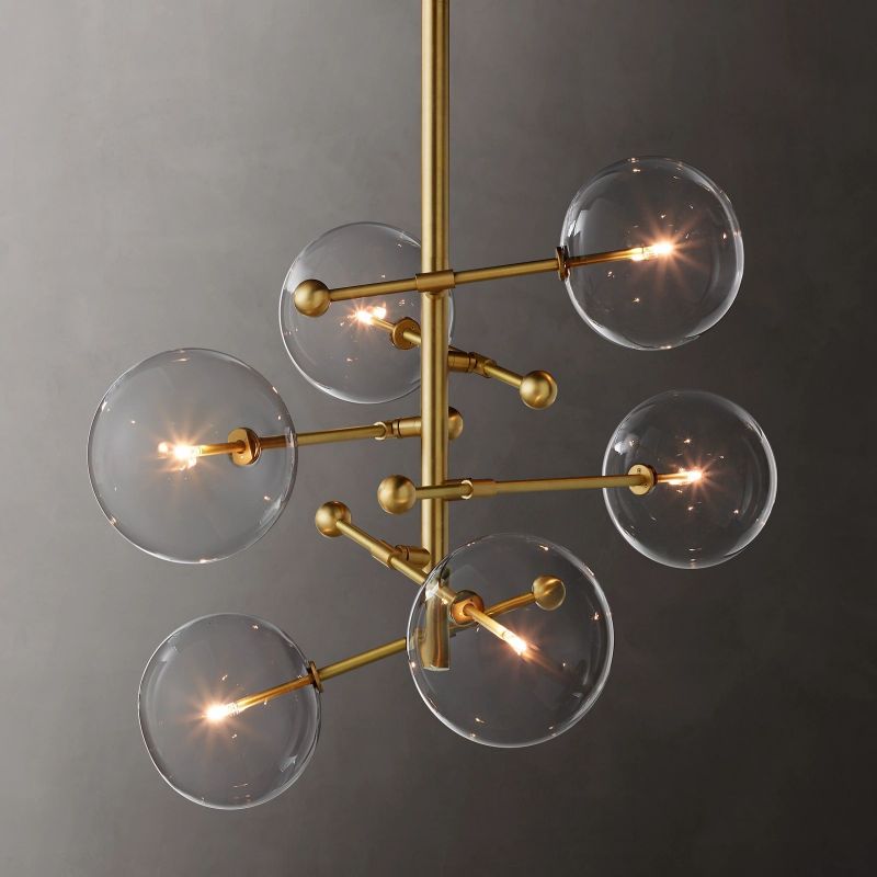 Gale Glass Globe Mobile Six-arm  Living Room Chandelier 40"
