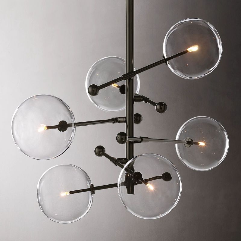 Gale Glass Globe Mobile Six-arm  Living Room Chandelier 40"