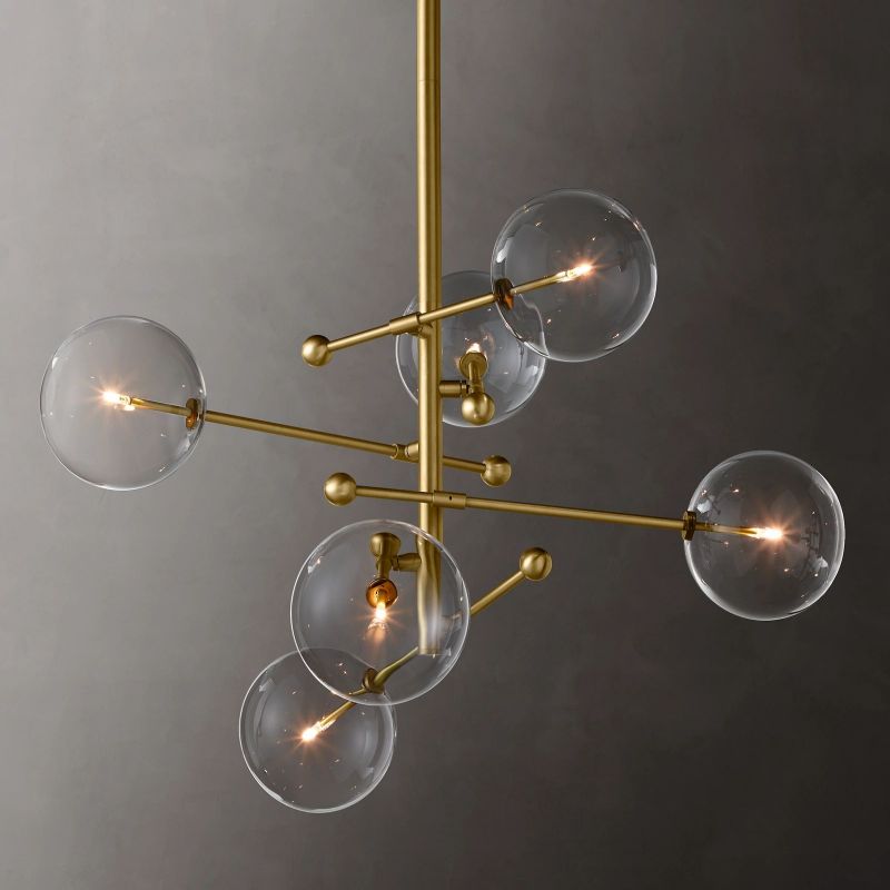 Gale Glass Globe Mobile Six-arm  Living Room Chandelier 40"