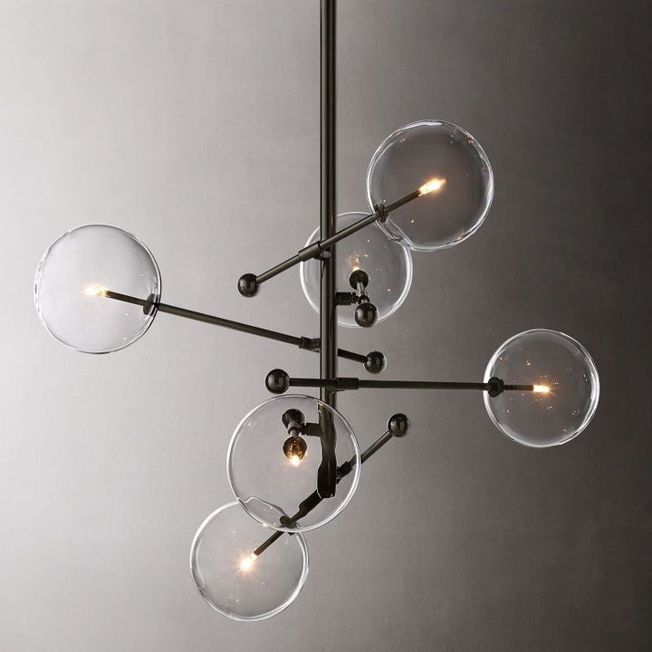 Gale Glass Globe Mobile Six-arm  Living Room Chandelier 40"