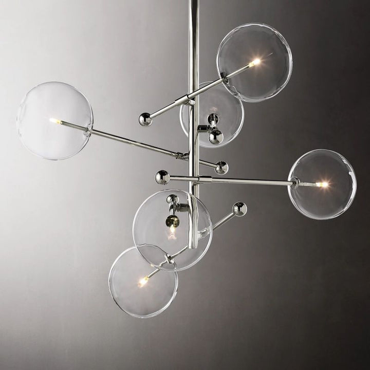 Gale Glass Globe Mobile Six-arm  Living Room Chandelier 40"