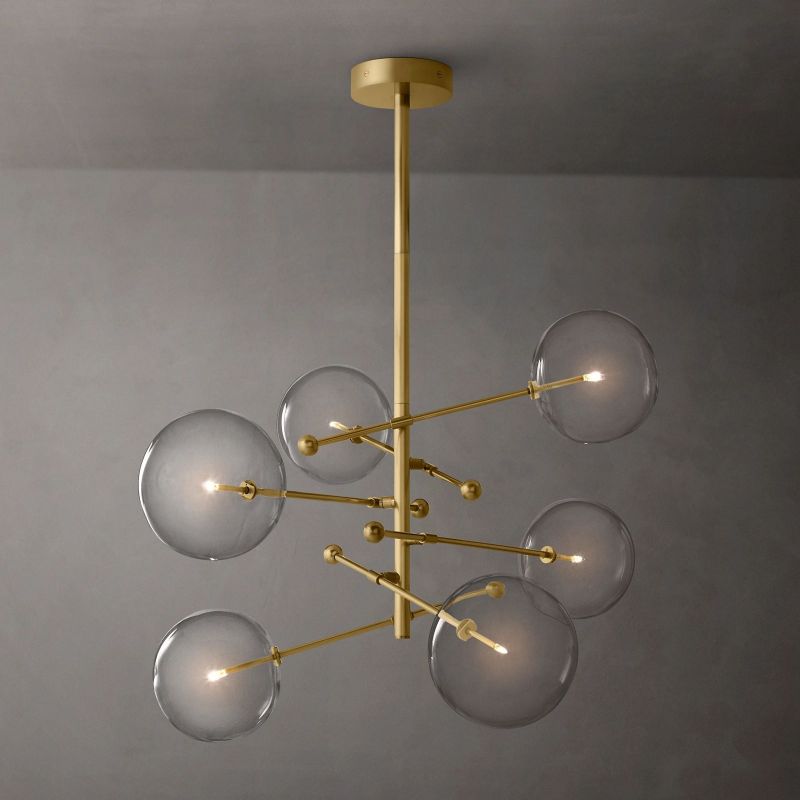 Gale Glass Globe Mobile Six-arm  Living Room Chandelier 55"