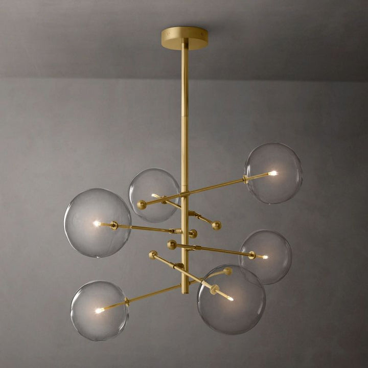 Gale Glass Globe Mobile Six-arm  Living Room Chandelier 55"