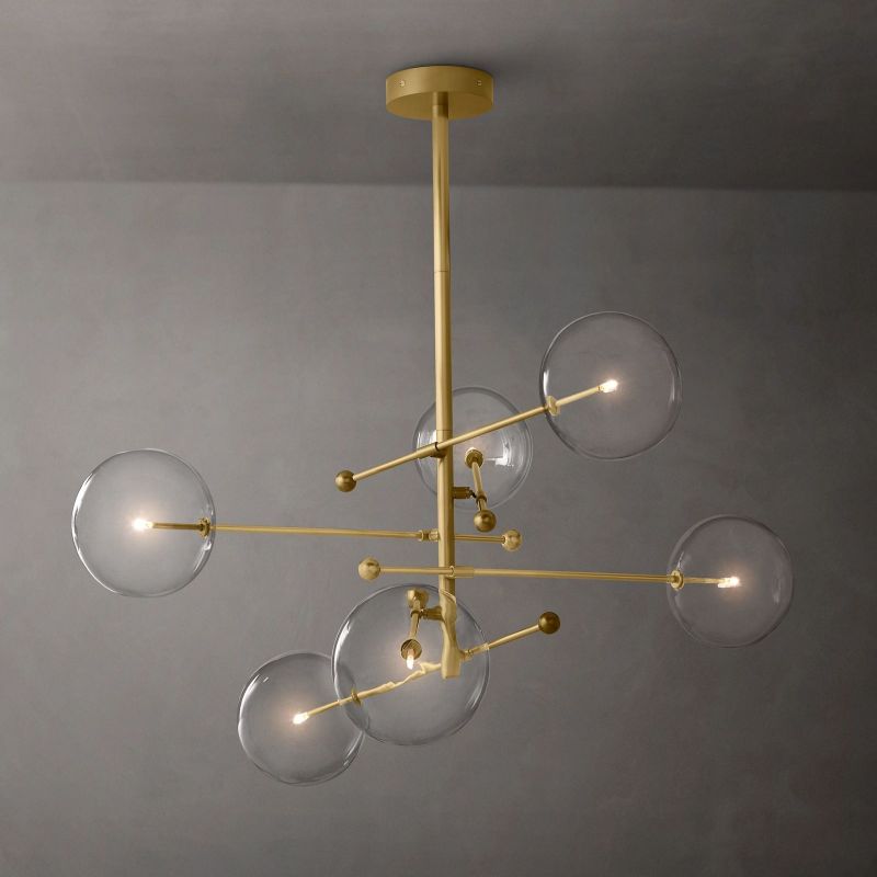 Gale Glass Globe Mobile Six-arm  Living Room Chandelier 55"