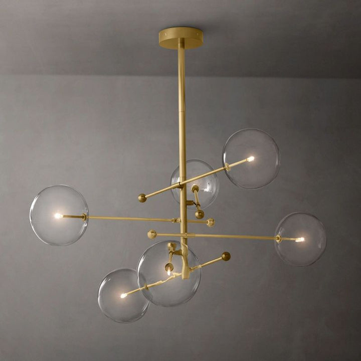 Gale Glass Globe Mobile Six-arm  Living Room Chandelier 55"