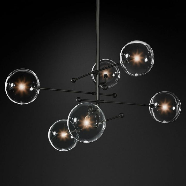 Gale Glass Globe Mobile Six-arm  Living Room Chandelier 55"