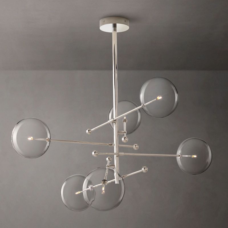 Gale Glass Globe Mobile Six-arm  Living Room Chandelier 55"