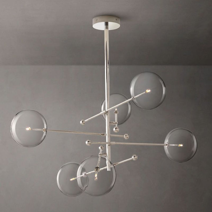 Gale Glass Globe Mobile Six-arm  Living Room Chandelier 55"