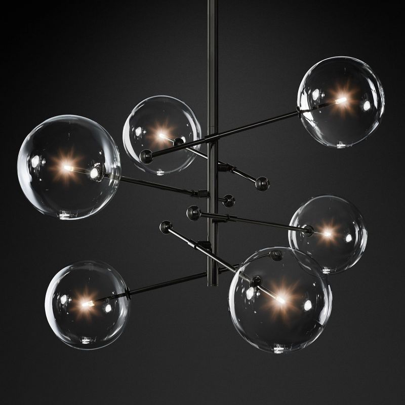 Gale Glass Globe Mobile Six-arm  Living Room Chandelier 55"