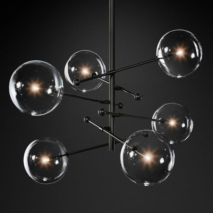 Gale Glass Globe Mobile Six-arm  Living Room Chandelier 55"