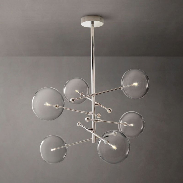 Gale Glass Globe Mobile Six-arm  Living Room Chandelier 55"