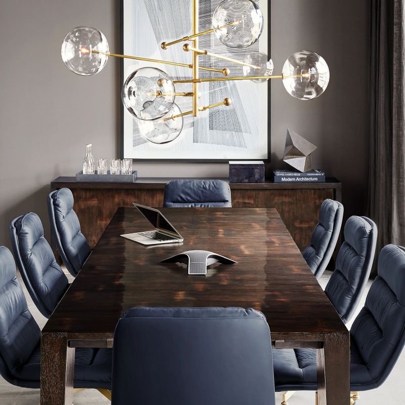 Gale Glass Globe Mobile Six-arm  Living Room Chandelier 55"