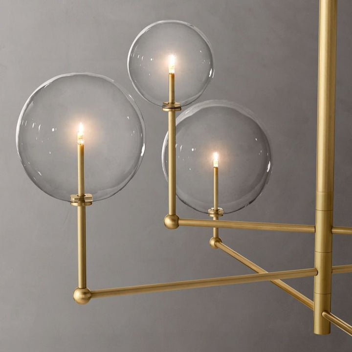 Gale Glass Globe Mobile Three-arm Living Room Chandelier 46"