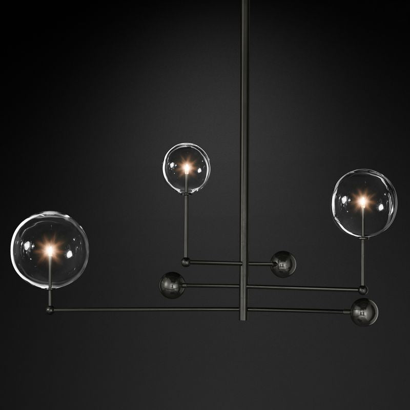 Gale Glass Globe Mobile Three-arm Living Room Chandelier 46"