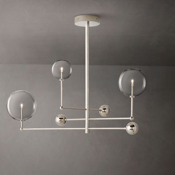 Gale Glass Globe Mobile Three-arm Living Room Chandelier 46"