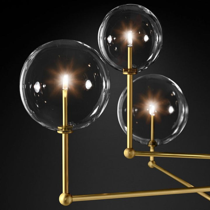Gale Glass Globe Mobile Three-arm Living Room Chandelier 46"