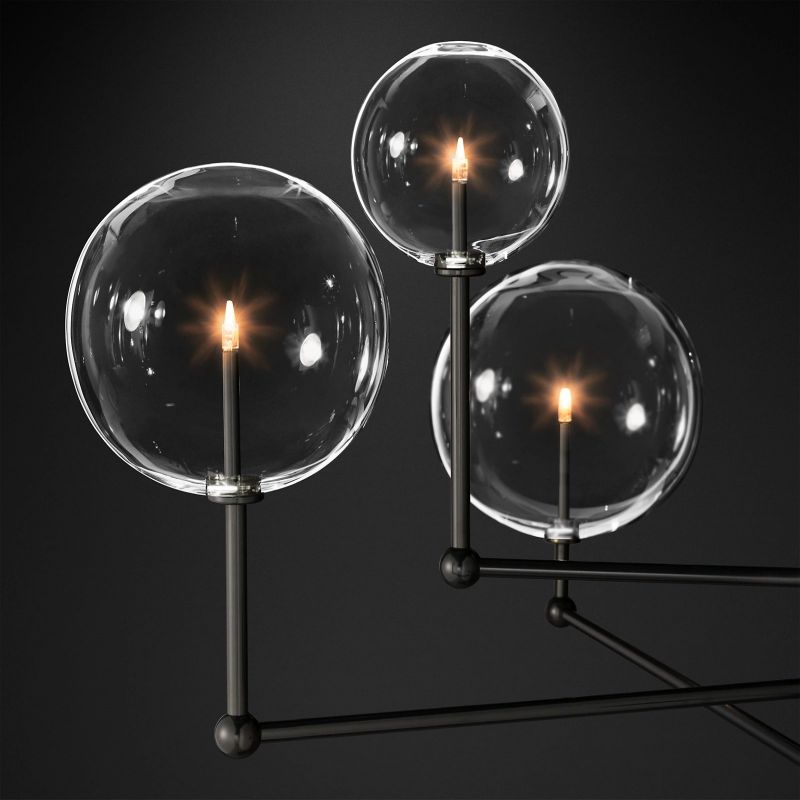 Gale Glass Globe Mobile Three-arm Living Room Chandelier 46"