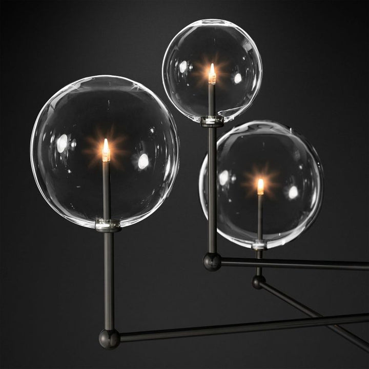 Gale Glass Globe Mobile Three-arm Living Room Chandelier 46"