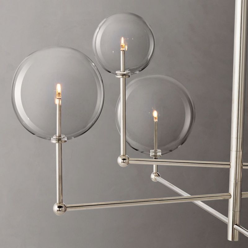 Gale Glass Globe Mobile Three-arm Living Room Chandelier 46"