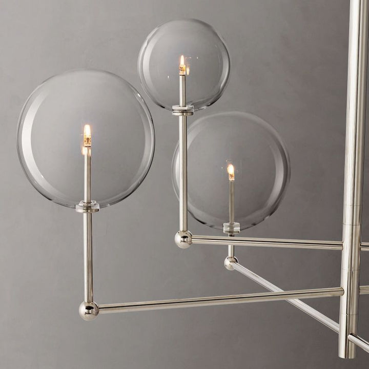 Gale Glass Globe Mobile Three-arm Living Room Chandelier 46"