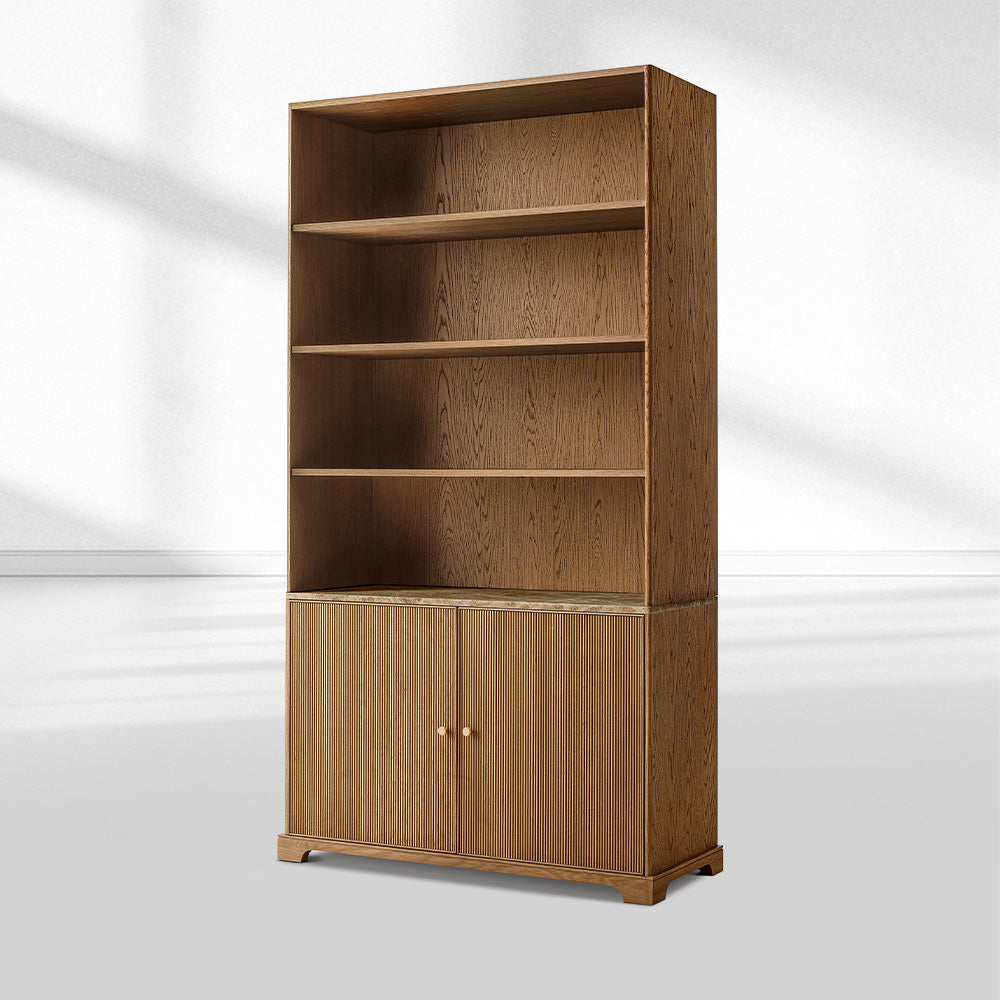 Ganvieve Emperador Reeded Sideboard & Hutch