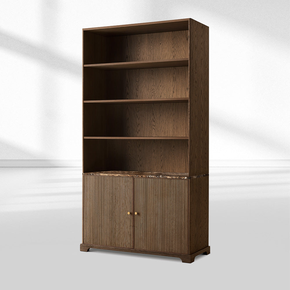 Ganvieve Emperador Reeded Sideboard & Hutch