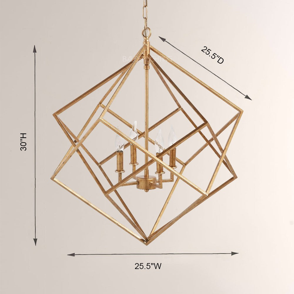 Geosu Metal Four-Light Chandelier 30"