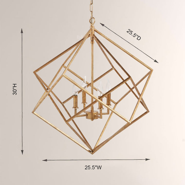 Geosu Metal Four-Light Chandelier 30"