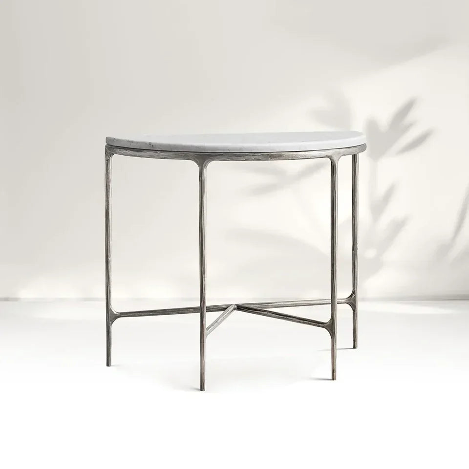 Giacometti Marble Demilune Console Table