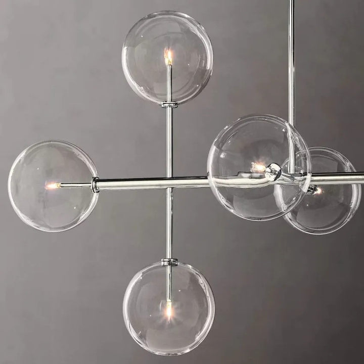 Glass Ball 12 Light Linear Chandelier 72in