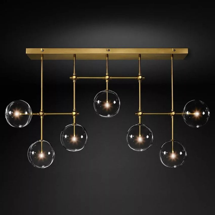 Glass Ball 7 Light Linear Chandelier 60in