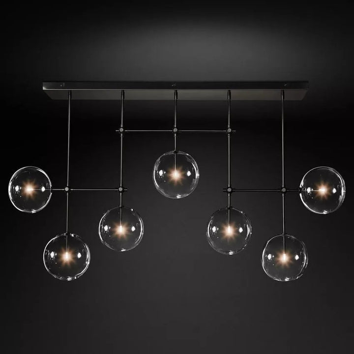 Glass Ball 7 Light Linear Chandelier 60in