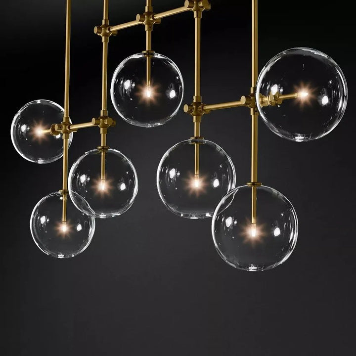 Glass Ball 7 Light Linear Chandelier 60in