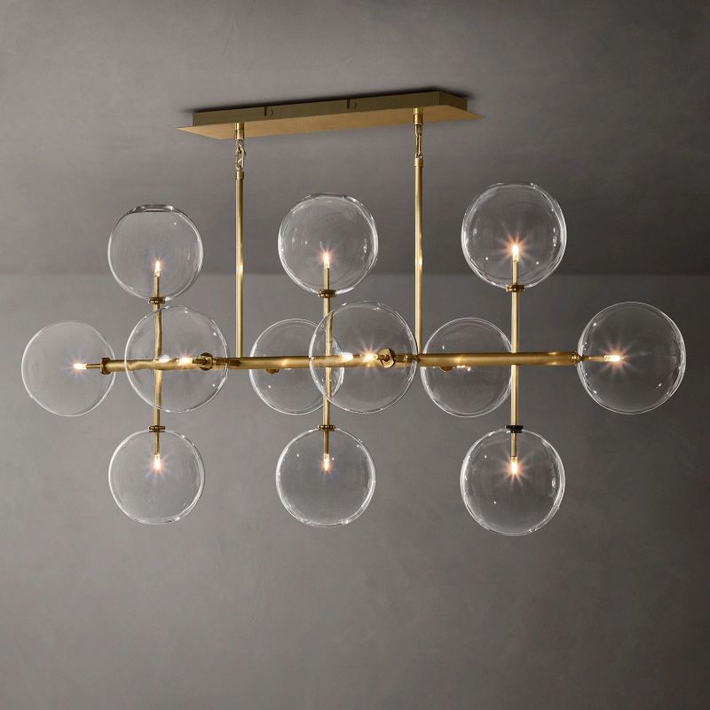 Glass Globe Mobile Linear  Living Room Chandelier 58"