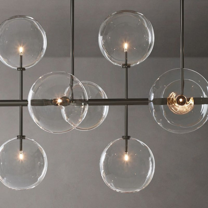 Glass Globe Mobile Linear  Living Room Chandelier 58"