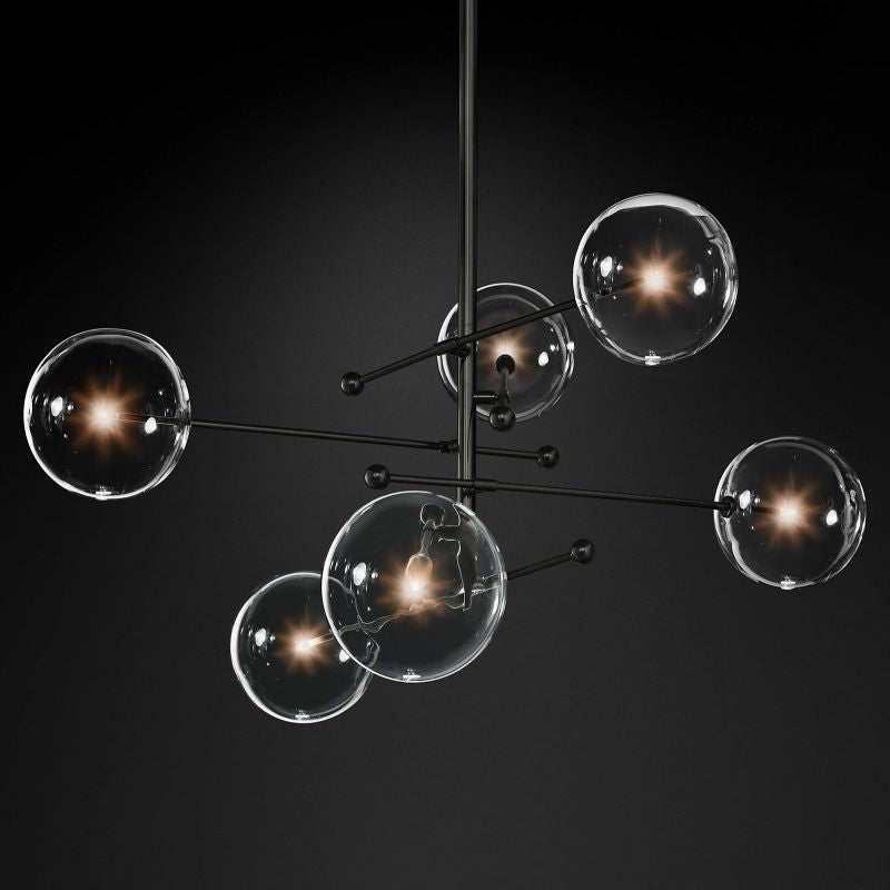 Glass Globe Mobile Six-arm  Living Room Chandelier 55"