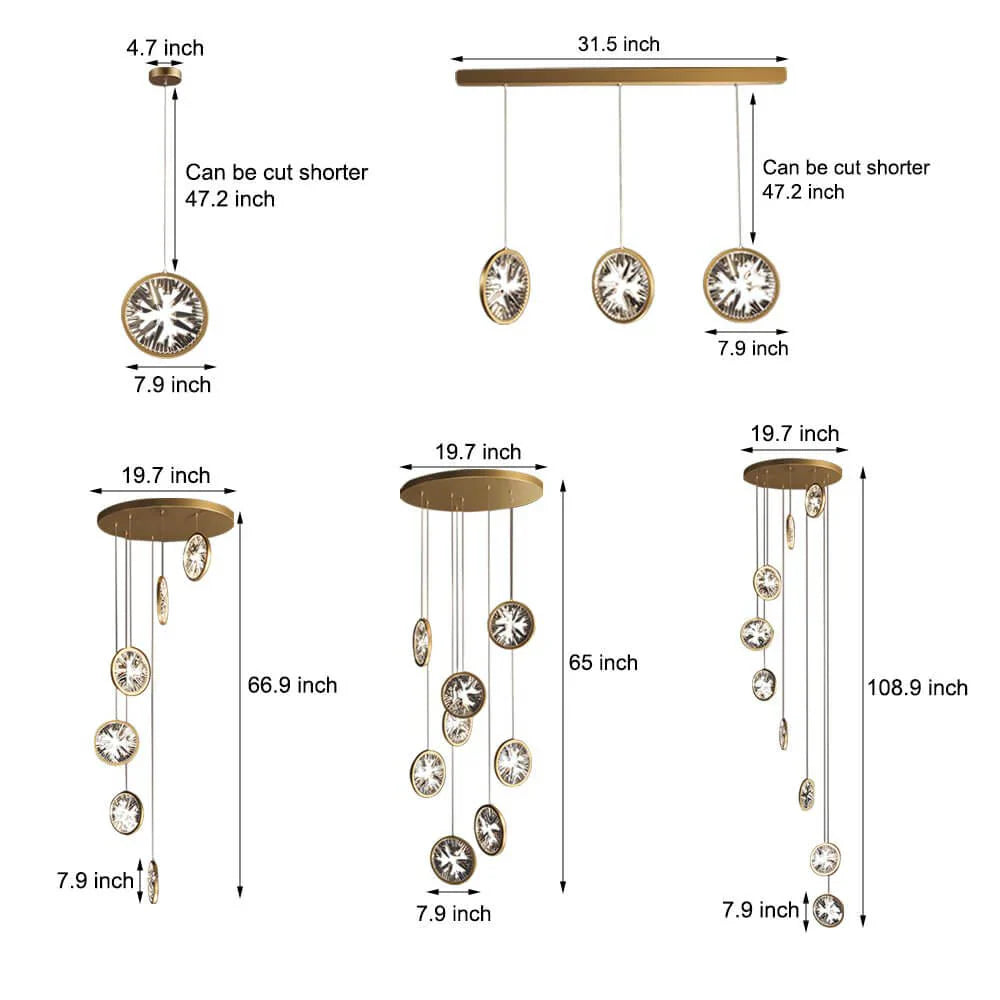 Gold Crystal Staircase Chandelier