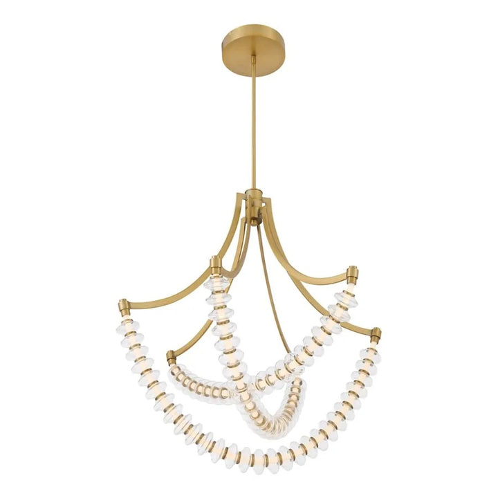 Golden Beaded Ring Glass Chandelier 30"