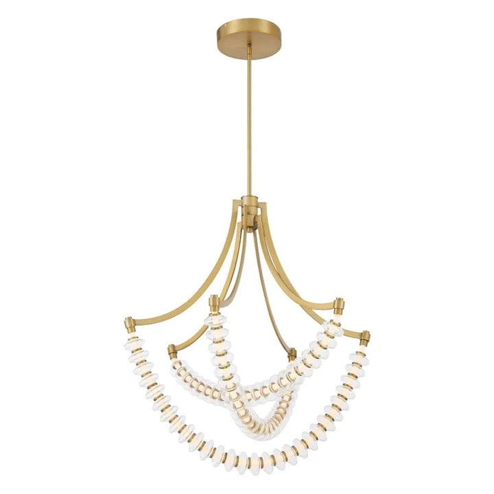 Golden Beaded Ring Glass Chandelier 30"