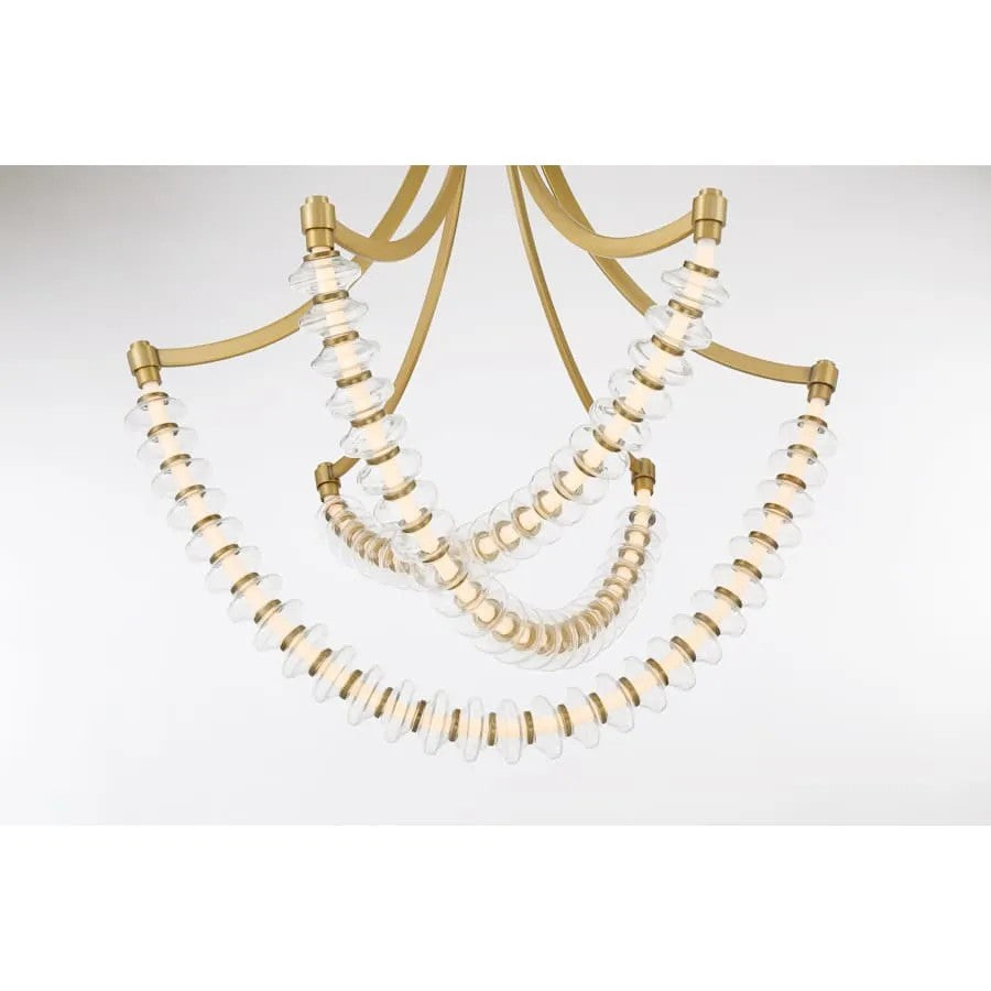 Golden Beaded Ring Glass Chandelier 40"